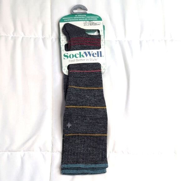 Sockwell Other - Sockwell Men's LargeXL Extra Light Cushion Merino Wool Striped Compression Socks
